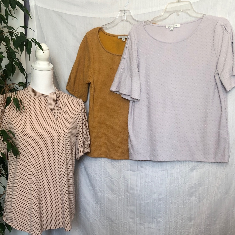 GREEN ENVELOPE ADRIANNA PAPELL +1 lot of 3 business casual dressy tops size M